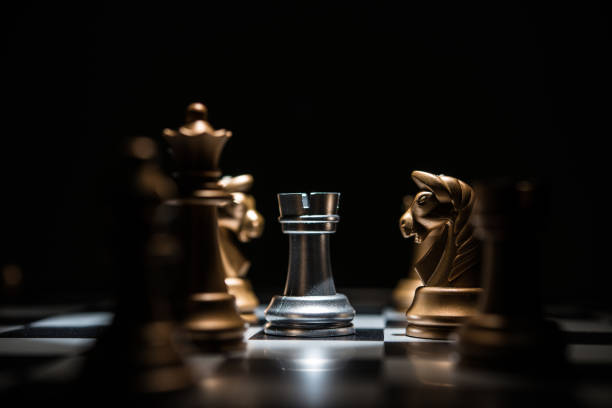 istock Chess battle defeat pawn of silver team.