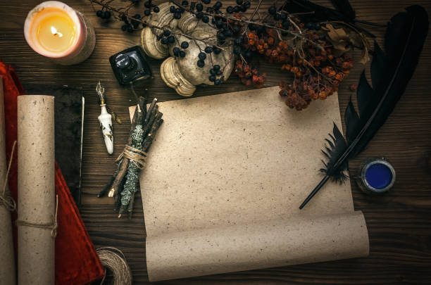 istock Magic paranormal table. Witch doctor. Alternative medicine. Herbal medicine. Shaman. Druid. Magic items. 926974650