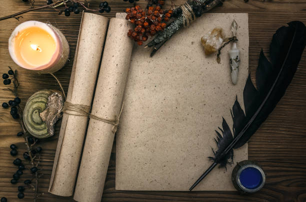 istock Magic paranormal table. Witch doctor. Alternative medicine. Herbal medicine. Shaman. Druid. Magic items. 926974978