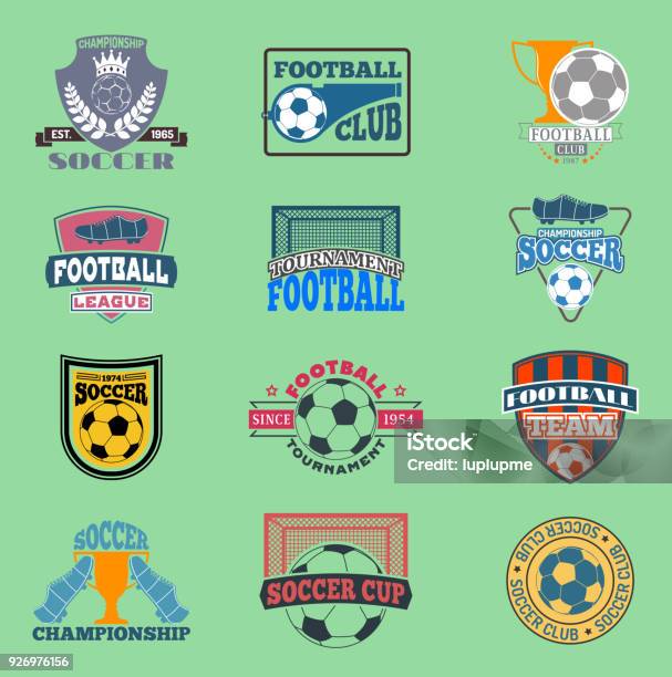 European Football Soccer Lable Vector Embleme Template Team School Design Championship Elements Tournament Icon Football Symbol Team Badge Sport Competition Stock Illustration - Download Image Now