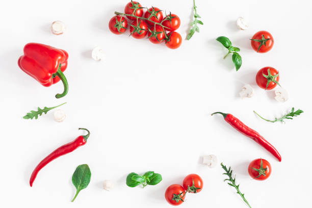 istock Frame made of fresh red vegetables. Flat lay, top view 926979022