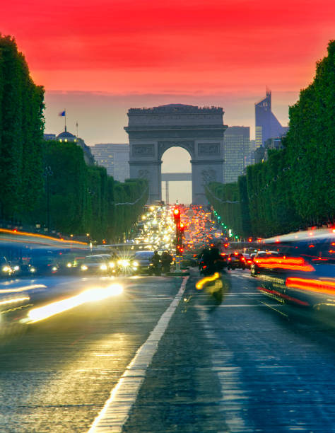 istock sunset scene in Paris city. Long exposure photo 926986730