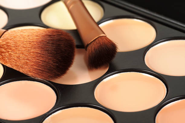 istock Palette for makeup and two cosmetic brushes 926994020