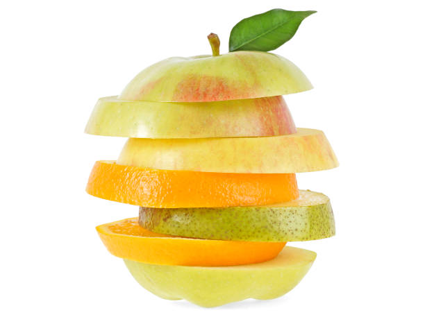 istock Fresh mixed fruit on a white background. Slices fruit. 926994026