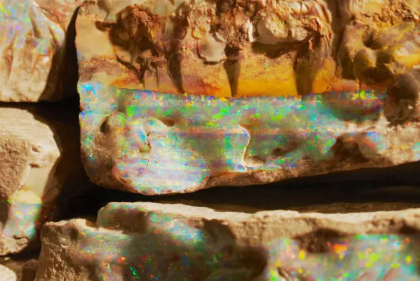 Rare boulder opal in Coober Pedy, Australia.