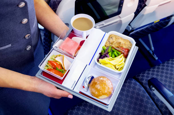 Meal served on board of airplane Meal served on board of airplane airplane food stock pictures, royalty-free photos & images