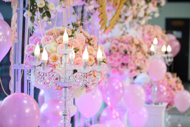 istock The candlesicks and balloon decorate in backdrop wedding 927009332