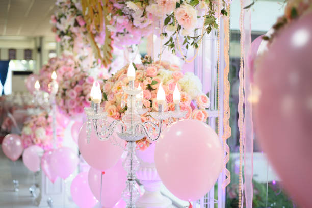 istock The candlesicks and balloon decorate in backdrop wedding 927013008