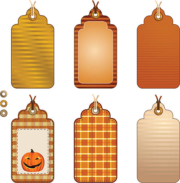 Autumnal Paper Tags vector art illustration