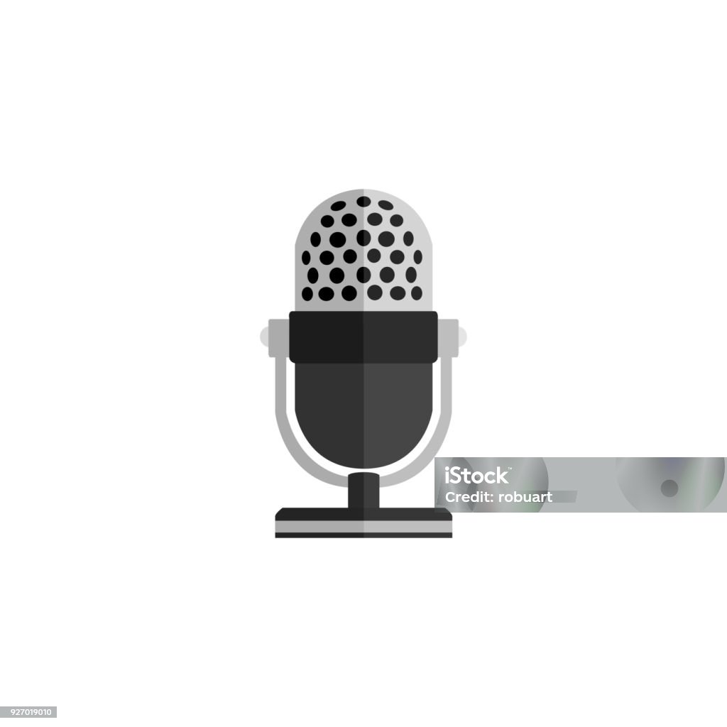Mic Bitmap Microphone Design Flat Isolated Stock Illustration - Download Image Now ...