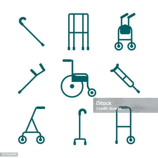 Wide Variety Of Walkers For Patients To Use To Assist Them With Their Mobility Stock Illustration - Download Image Now