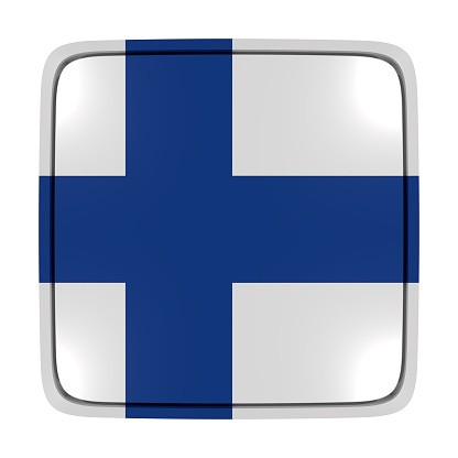 3d rendering of a Finland flag icon. Isolated on white background.