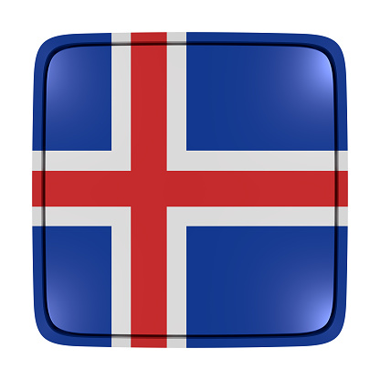 3d rendering of an Iceland flag icon. Isolated on white background.