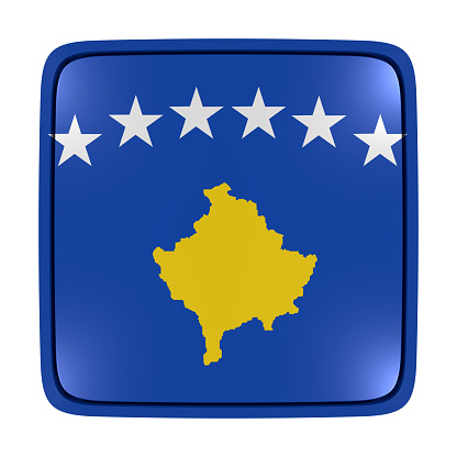 3d rendering of a Kosovo flag icon. Isolated on white background.