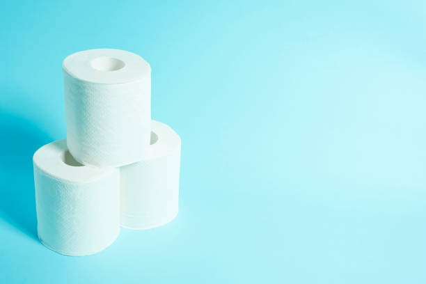 istock Daily necessities, Toilet paper. copy space, light blue background. 927046716