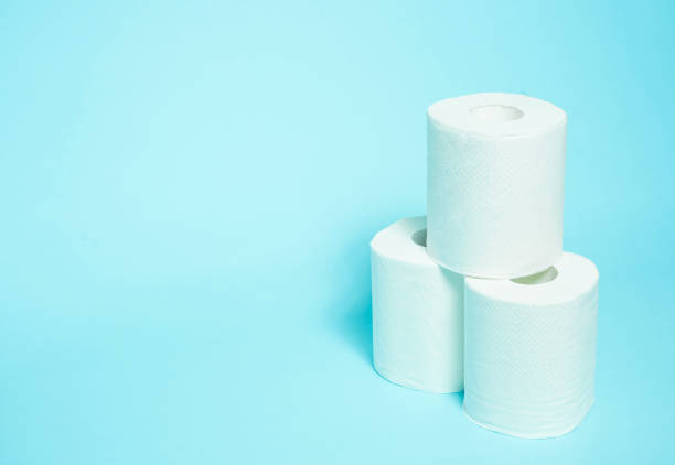 istock Daily necessities, Toilet paper. copy space, light blue background. 927046732