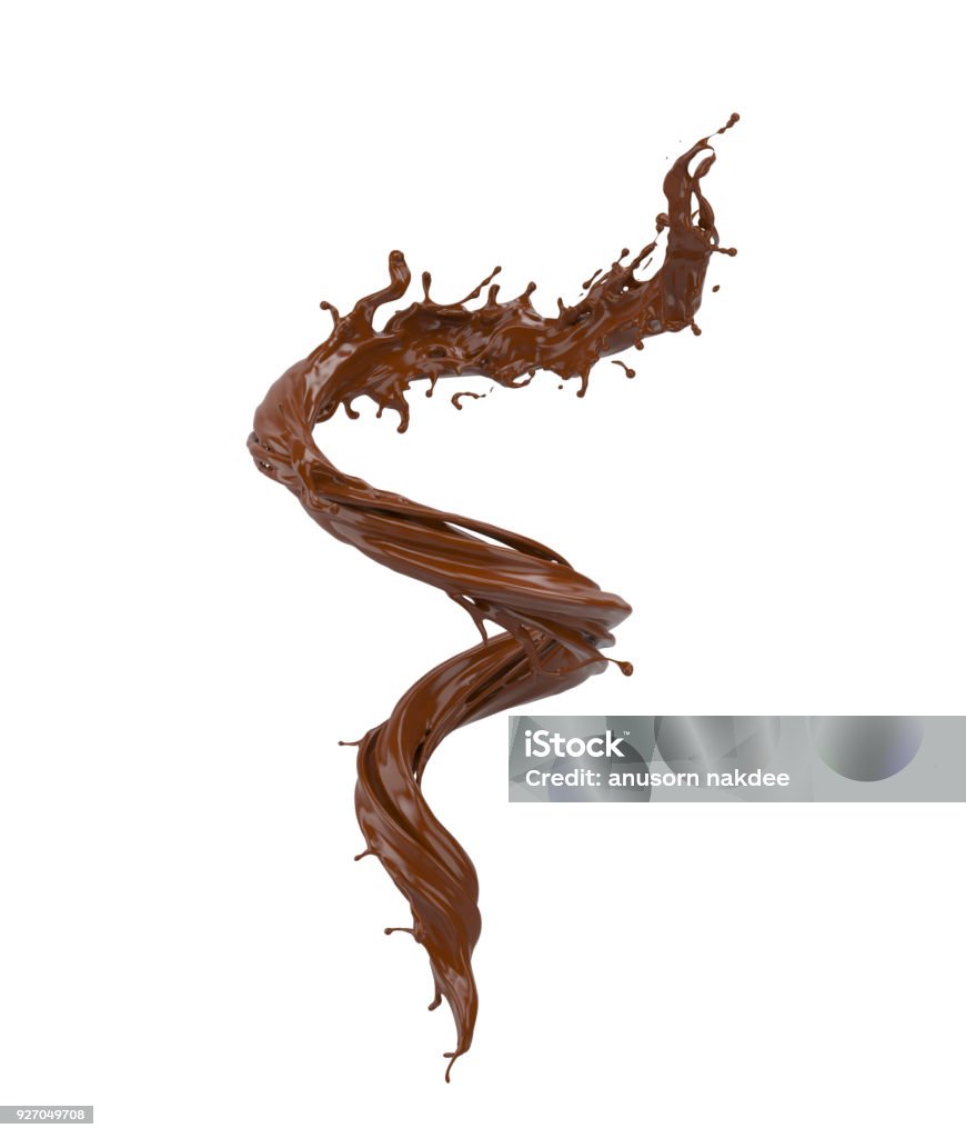Spiral splash of chocolate isolated Spiral splash of chocolate isolated on white background with clipping path. 3d illustration. Chocolate Stock Photo