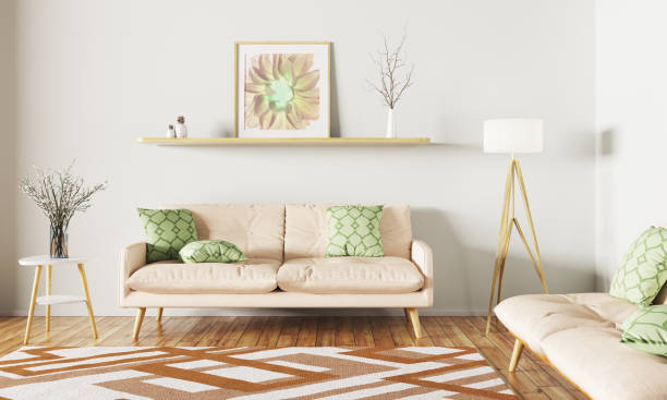 istock Interior of living room with sofa 3d rendering 927050366