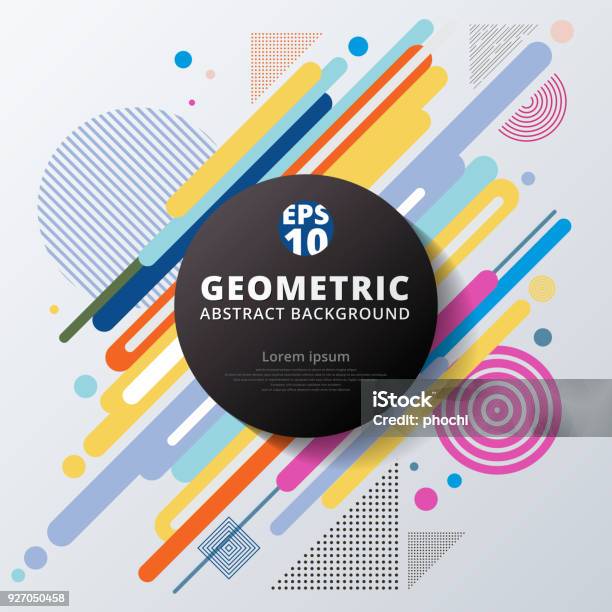 Abstract Colorful Color Circle Geometric Pattern Design And Background Stock Illustration - Download Image Now