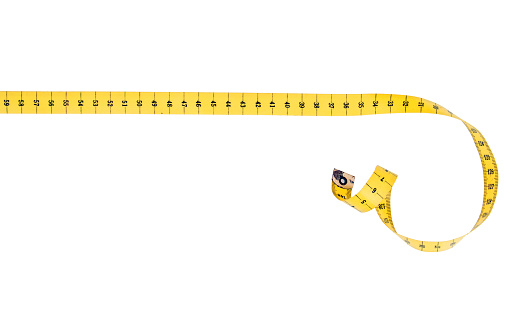 Straight line fabric tape measure with curl.