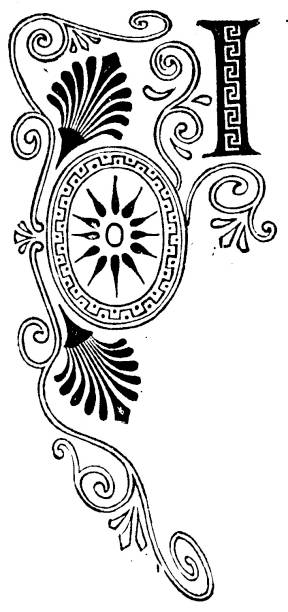 istock Victorian dropped initial capital letter I within a decorative design; 19th century ornate lettering and page decoration 1882 927053976