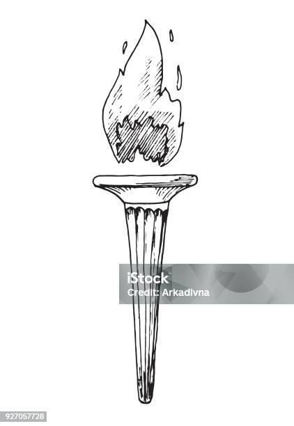 Vetores de Desenho De Conjunto Fogo De Chama e mais imagens de Chama - Chama, Esboço, Ilustração e Pintura - iStock