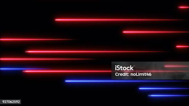 Moving Abstract Neon Lines In Space 3d Rendering Stock Photo - Download Image Now - Lighting Equipment, Neon Lighting, Speed