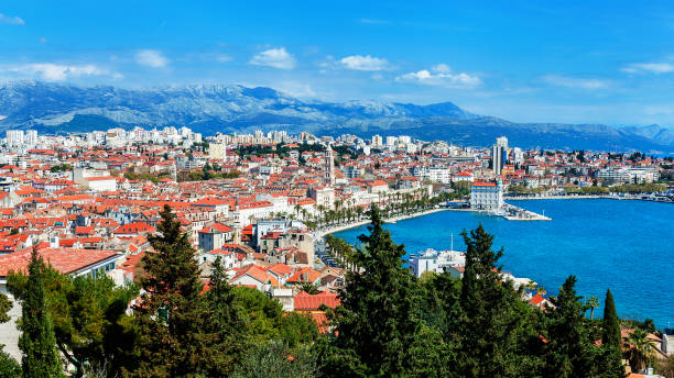 istock Panoramic view from high on Croatian city of Split on the Adriatic coast. Split is the largest city in Dalmatia. 927068876