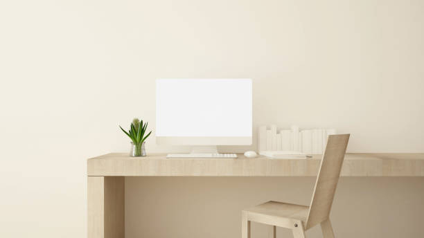istock Workplace on sunshine day in home or apartment - Study room simple design - 3D Rendering 927073834
