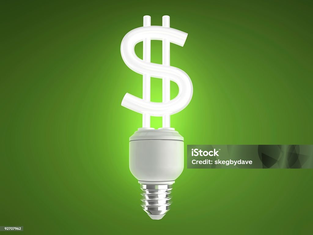 Risparmio energetico lampadina in dollari - Foto stock royalty-free di Industria energetica