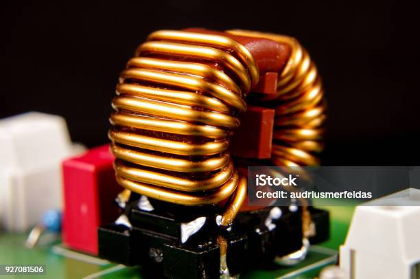 Common Mode Choke Electronic Component Close Up Stock Photo - Download Image Now - Computer Part, Copper, Horizontal