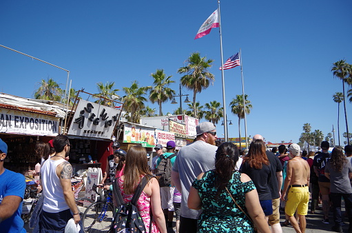 Santa Monica, USA – April 30, 2017:This is Venice beach next to Santa Monica. Many people gather from all over the world.