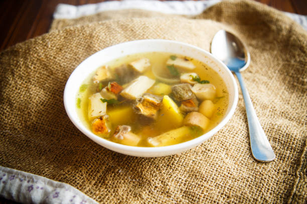 istock Fresh vegetable soup with forest mushrooms 927087684