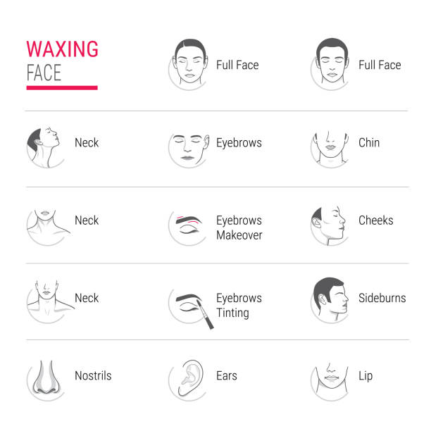 ilustraciones, imágenes clip art, dibujos animados e iconos de stock de depilación de rostro - waxing