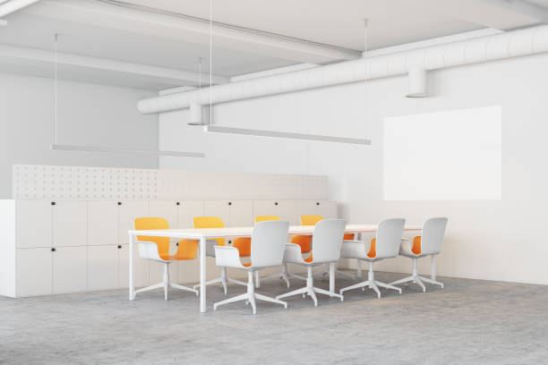 istock White meeting room, yellow chairs poster side 927098830