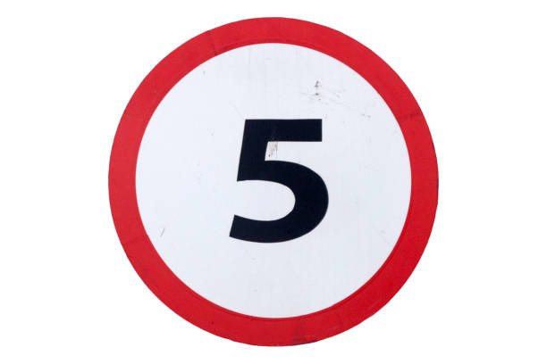 istock Round white road sign with red border 'Speed limit 5 km/h' isolated on white. 927101166
