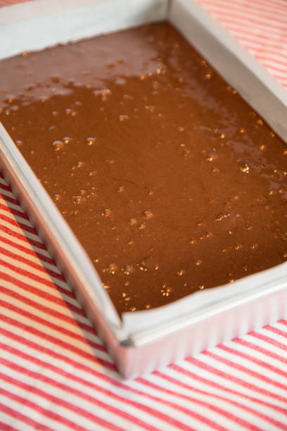 istock Close up Home Made brownie in cake tin.(selective Focus) 927101656