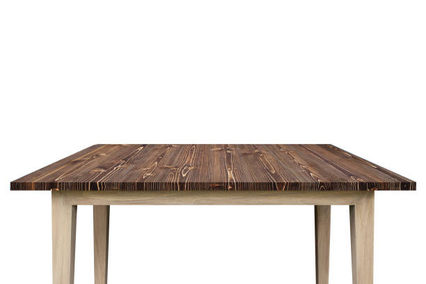 istock Empty top of wooden shelf or counter isolated on white background 927104236