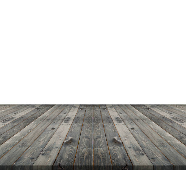istock 28/2/2018Empty top of wooden table counter isolated on white. Saved with clipping path. For photo montage or product display 927104502