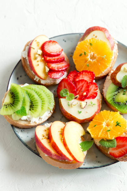 istock Fruit sandwiches with ricotta cheese 927104674
