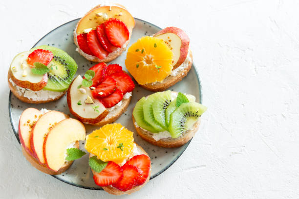 istock Fruit sandwiches with ricotta cheese 927104682