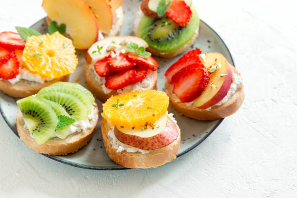 istock Fruit sandwiches with ricotta cheese 927104716