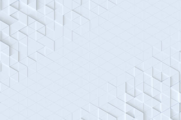 triángulo blanco azulejos de patrones sin fisuras, fondo de renderizado 3d. - triángulo fotografías e imágenes de stock