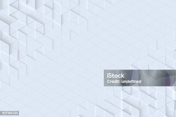 White Triangle Tiles Seamless Pattern 3d Rendering Background Stock Photo - Download Image Now