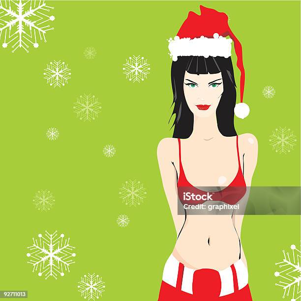 Santa Girl With Snowflakes Background Stock Illustration - Download Image Now - Adult, Adults Only, Christmas