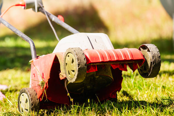 istock Gardening. Mowing lawn with lawnmower 927110240