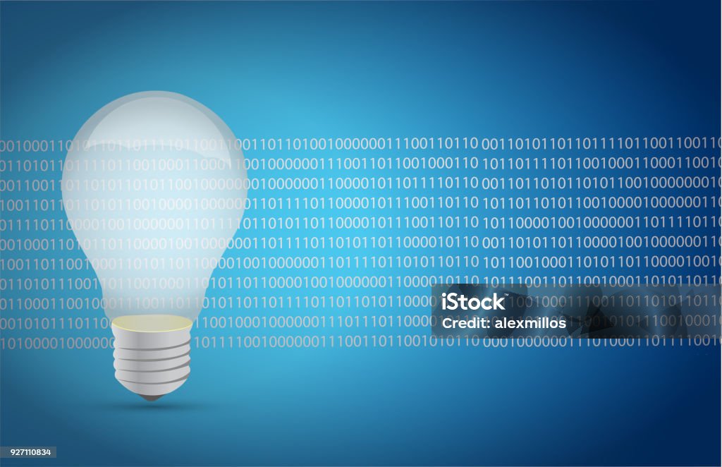 Light Bulb Binary Illustration Design Over A White Background Stock ...