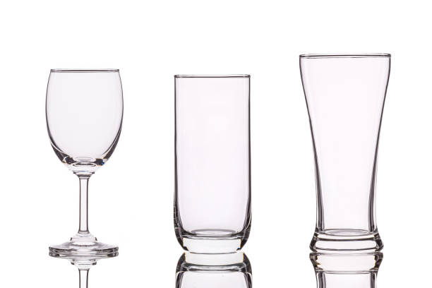 istock Different of empty clear drinking glass. Studio shot isolated on white 927111028