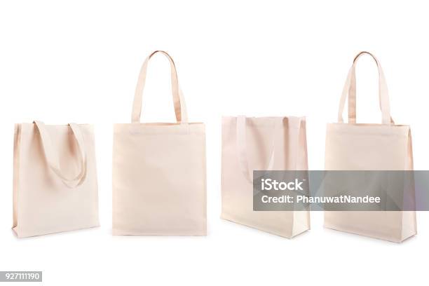 白で隔離ホワイト コットン バッグのセット - バッグのストックフォトや画像を多数ご用意 - バッグ, 買い物袋, トートバッグ