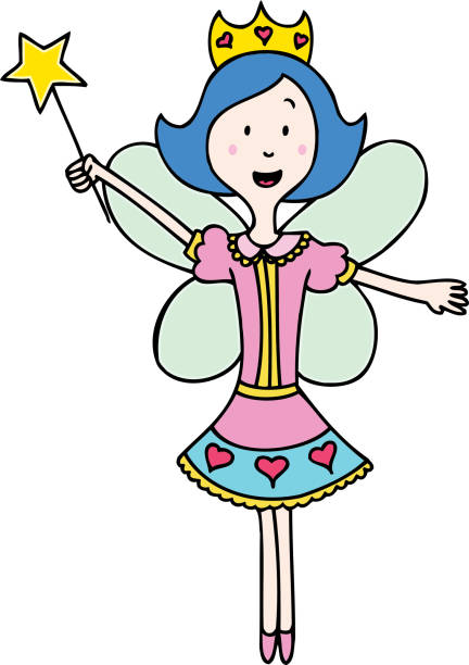Fairy Princess girl levitating stock illustrations